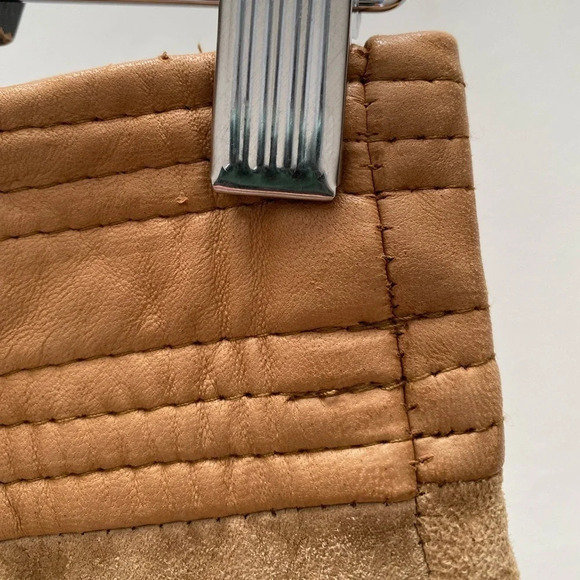 VINTAGE - Tan 1980s High Waisted Leather Suede Pencil Skirt - Picture 7 of 12